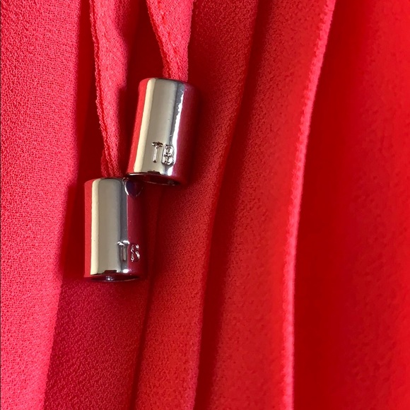 Ted Baker coral red pleated lace blouse size 2 - Picture 3 of 7